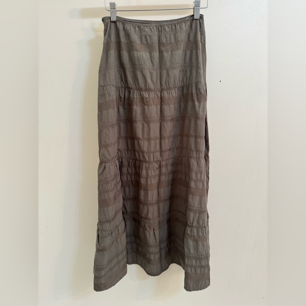 Caramela Tiered Broomstick Peasant Maxi Skirt